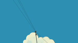 Digital Art Artwork Illustration Sky Minimalism Clouds Utility Pole Blue Simple Background 2816x1584 Wallpaper