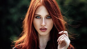 Women Model Redhead Hands In Hair Eyes 1493x843 Wallpaper