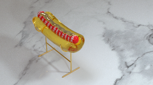 Octane Hot Dogs Supreme Gold Chains Marble Glass Luxury Shiny Cinema 4D Art Installation Rarible 3840x2160 Wallpaper