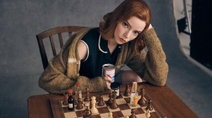Anya Taylor Joy Women Actress TV Series Chess The Queens Gambit Whisky Pills Sitting Redhead Women I 1920x1261 Wallpaper
