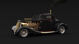 Black Black Car Custom Car Engine Gold Smoke 1600x900 Wallpaper
