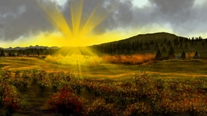 Digital Painting Digital Art Nature Sunburst Dawn 1920x1080 wallpaper