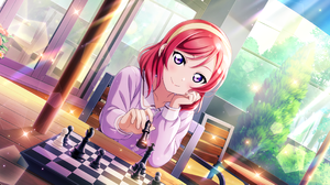 Nishikino Maki Love Live Anime Anime Girls Smiling Looking At Viewer Chess Checkered Sunlight Sparkl 3600x1800 Wallpaper