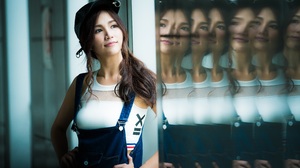 Asian Women Model Brunette Baseball Caps Overalls 4500x3001 Wallpaper