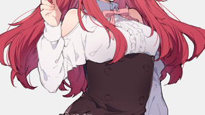 Artwork Anime Girls Vertical Redhead Purple Eyes Blushing 1000x1522 Wallpaper