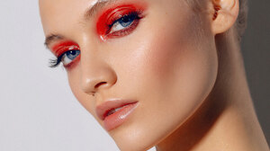 Elena Volotova Women Blonde Hairbun Makeup Dress Eyeshadow Looking At Viewer Lipstick Lip Gloss Blus 1200x1500 Wallpaper