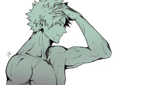 Anime Boys Katsuki Bakugou Blond Hair Muscles Muscular Sweat Simple Background 2039x1375 Wallpaper