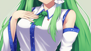 Anime Anime Girls Touhou Kochiya Sanae Long Hair Green Hair Solo Artwork Digital Art Fan Art Green E 1024x1536 Wallpaper