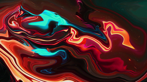 Abstract Shapes Fluid Liquid Artwork Digital Art Paint Brushes Neon 8 K Red Volcano 8192x4320 Wallpaper