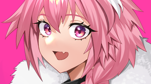 Fate Series FGO Fate Apocrypha Bangs Anime Boys Fur Trim Pink Eyes Cape Open Mouth Fangs Looking At  2480x3507 Wallpaper