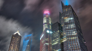 Trey Ratcliff Photography City Lights Skyscraper Sky Clouds Night Shanghai 3840x2160 Wallpaper