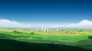 Gracile Digital Art Artwork Illustration Environment Landscape Field Clouds Green Wide Screen Sky Gr 5640x2400 Wallpaper