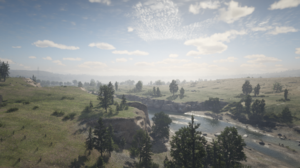 Red Dead Redemption 2 Nature Landscape Video Games Trees Sky Clouds Water Simple Background Grass 3840x2160 Wallpaper