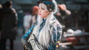 Women Model Asian Korean Silver Hair Soldier 76 Overwatch Cosplay Urban 2700x1800 Wallpaper