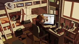 Anime Room Computer High Angle Anime Girls Graphics Tablets Desk Recursion 1920x1080 Wallpaper