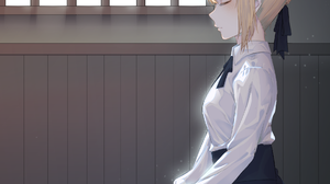 Fate Series Fate Stay Night Anime Girls Long Hair Blond Hair Long Skirt Blue Skirt 2D Saber Arturia  1843x2477 Wallpaper