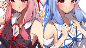 Anime Anime Girls Voiceroid Kotonoha Akane Kotonoha Aoi Long Hair Pink Hair Blue Hair Twins Artwork  2048x2048 Wallpaper
