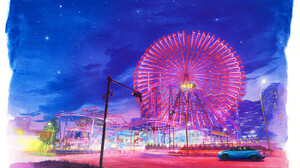 Artwork Digital Art City Car Ferris Wheel 1920x1392 Wallpaper
