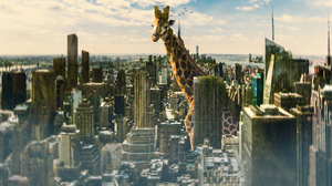 Giraffes City Green Grass Urban Digital Photoshopped New York City Animals 3200x1800 wallpaper