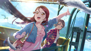 Love Live Sunshine Anime Sakurauchi Riko Feathers Love Live Anime Girls Sunlight Dress Sky Clouds Op 4096x2520 Wallpaper