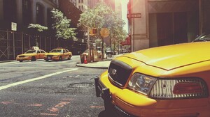 City Car Vehicle Street Taxi 1366x768 Wallpaper