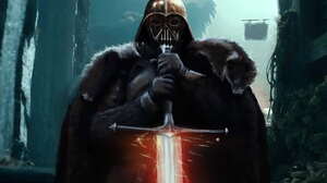 Red Black Sith Star Wars Medevil Fur Coats Darth Vader Fantasy Art Sword 3508x2480 Wallpaper
