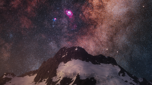 Nature Landscape Night Nightscape Snow Mountains Galaxy Stars Sky 3840x2160 Wallpaper