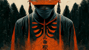 Abstract Dark Fantasy Japanese Art Red Dark Ninja Character Samurai Neural Network Fantasy Art Ai Ar 1664x1664 Wallpaper