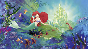 Ariel The Little Mermaid Red Hair Mermaid Sebastian The Little Mermaid Atlantica The Little Mermaid  2000x1381 Wallpaper