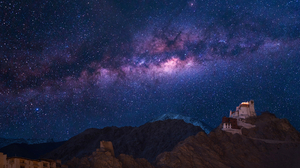 Earth Milky Way Monastery Mountain Sky Star Starry Sky 1920x1200 Wallpaper