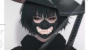 Gharliera Anime Girls Anime Black Eyes Black Hair Sword 2500x2500 Wallpaper