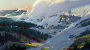 YH Wu Artwork Nature Landscape Fantasy Art Clouds Castle 1920x960 wallpaper