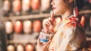 Asian Model Women Face Profile Brunette Dress Traditional Clothing Looking Away 1365x2048 Wallpaper