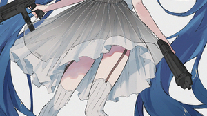 Anime Anime Girls Mimelond Artwork Girls Frontline Twintails Long Hair Blue Hair Red Eyes Gun Dress  1000x1759 Wallpaper