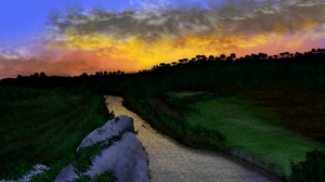 Digital Painting Digital Art Nature Landscape Stream Colorful 1920x1080 Wallpaper