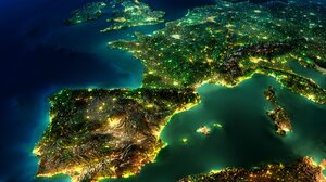 Aerial Europe Light Night 2995x1872 Wallpaper