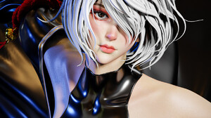 Redai YuLin CGi Women Silver Hair 2B Nier Automata Nier Automata Hairband Black Clothing Hair Over O 1250x1500 Wallpaper