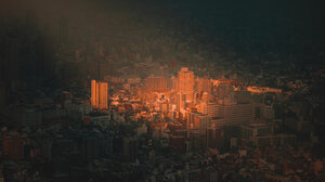 Architecture City Gradient Japan Osaka Sunset Urban Cityscape Sun Sunlight Aerial View 2800x1867 Wallpaper