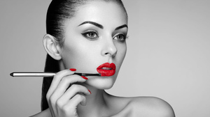 Face Girl Lipstick Model Selective Color Woman 1920x1080 Wallpaper