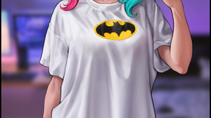 Harley Quinn DC Comics Fictional Character Twintails T Shirt Thigh High Socks Cellphone Artwork Draw 3007x5000 Wallpaper