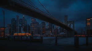 New York City City Building Skyscraper Lights Night City Lights Brooklyn Bridge Bridge East River Ur 4096x2732 Wallpaper