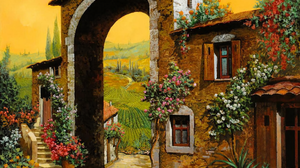 Italy Tuscany House Arch Flower 1920x1200 wallpaper