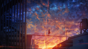 Girl Starry Sky Sunset 1920x1280 Wallpaper