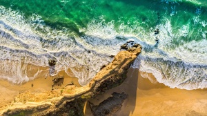 Nature Coast Beach Rocks Waves Sand Water 3840x2160 Wallpaper