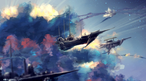 Cloud Ship Steampunk 3000x1720 Wallpaper