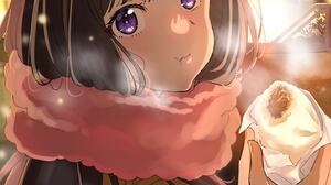 Anime Anime Girls Vertical Lycoris Recoil Inoue Takina Dark Hair Eating Dumplings Purple Eyes Long H 1440x2048 Wallpaper