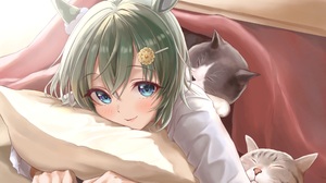 Anime Anime Girls Uma Musume Pretty Derby Seiun Sky Uma Musume Horse Girls Cats Green Hair Smiling A 2427x1500 Wallpaper