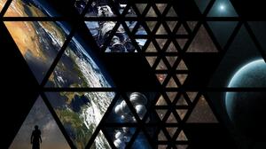 Space Planet Triangle Earth Spacestation 1920x1200 Wallpaper