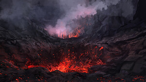 Artwork Digital Art Lava Volcano Eruption 3840x2160 Wallpaper