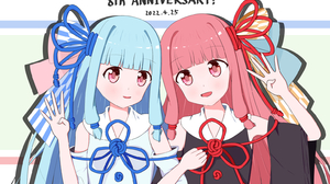 Anime Anime Girls Voiceroid Kotonoha Akane Kotonoha Aoi Pink Hair Blue Hair Long Hair Twins Artwork  1536x1123 Wallpaper
